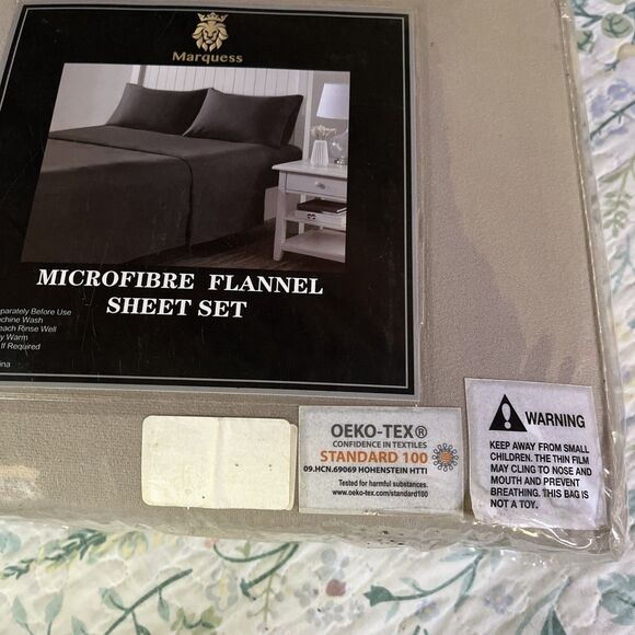 Marquess Microfiber Flannel Sheet Set Size Full Tan Brown New In Package - Picture 5 of 6
